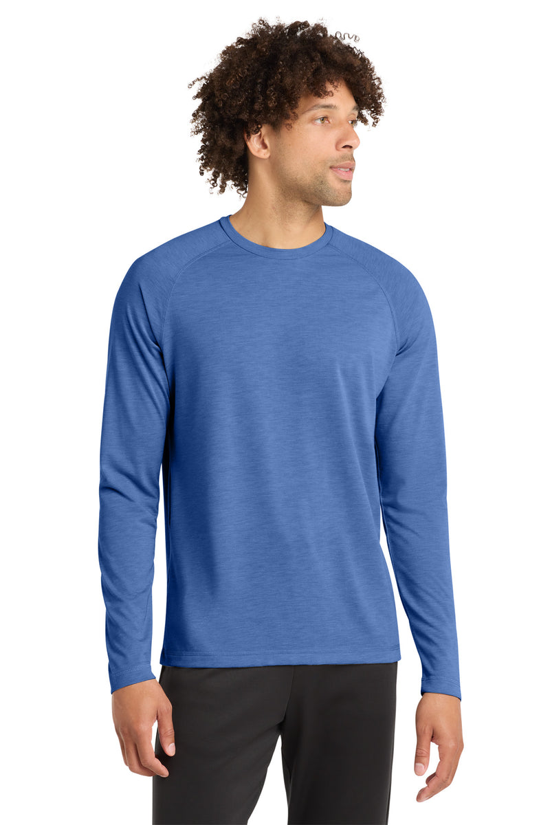 Sport-Tek  PosiCharge  Long Sleeve Tri-Blend Wicking Raglan Tee - True Royal Heather