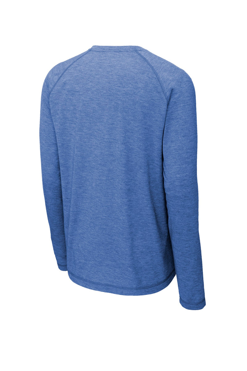 Sport-Tek  PosiCharge  Long Sleeve Tri-Blend Wicking Raglan Tee - True Royal Heather