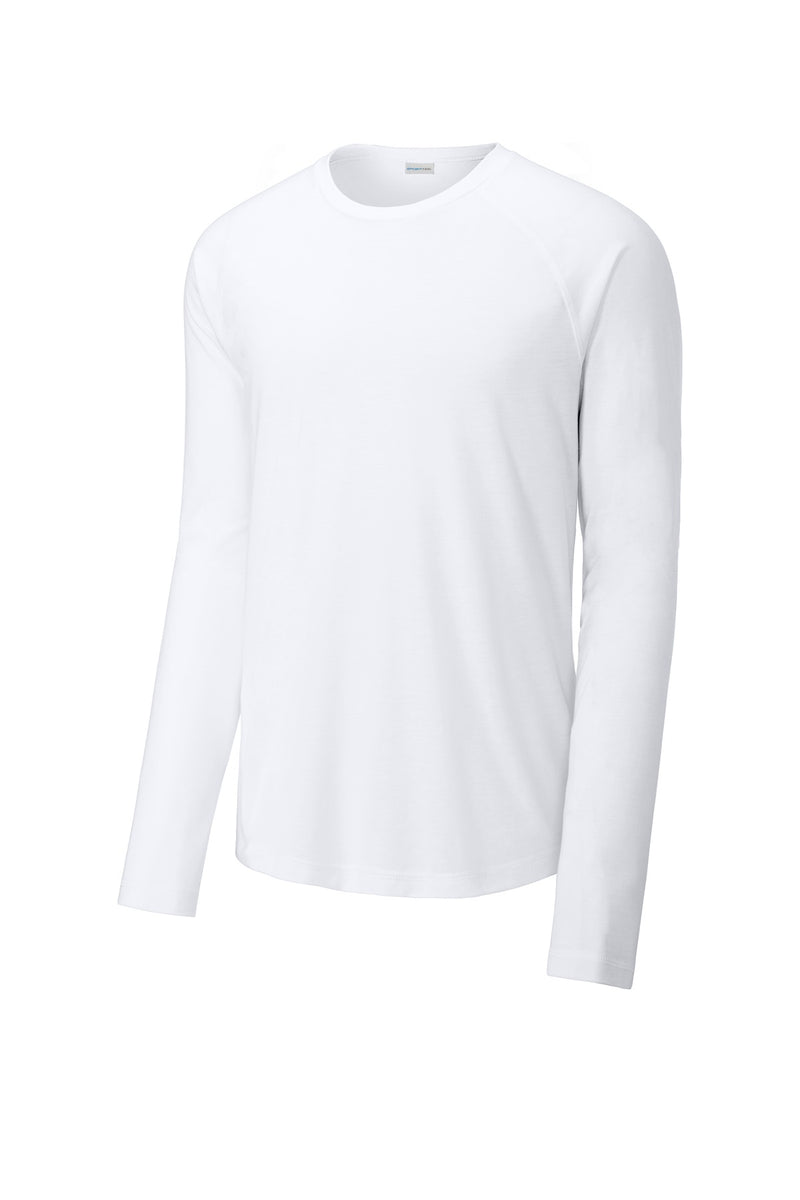 Sport-Tek  PosiCharge  Long Sleeve Tri-Blend Wicking Raglan Tee - White Triad Solid