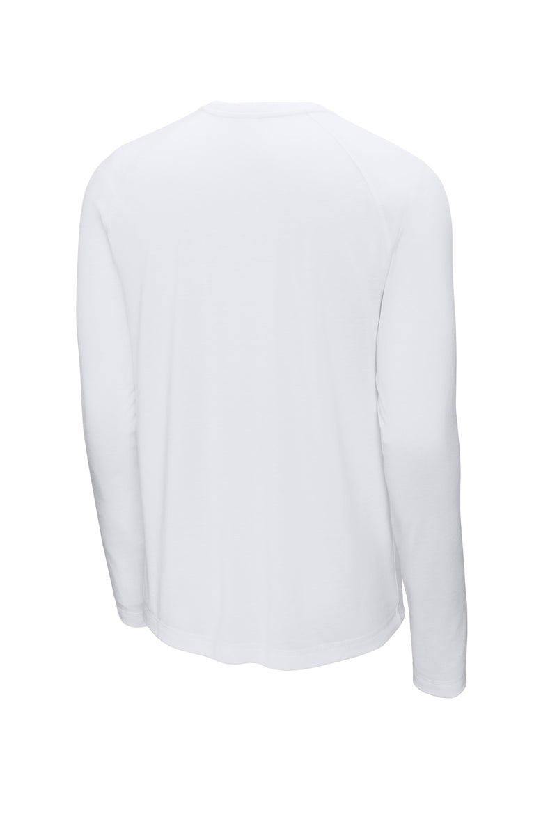 Sport-Tek  PosiCharge  Long Sleeve Tri-Blend Wicking Raglan Tee - White Triad Solid