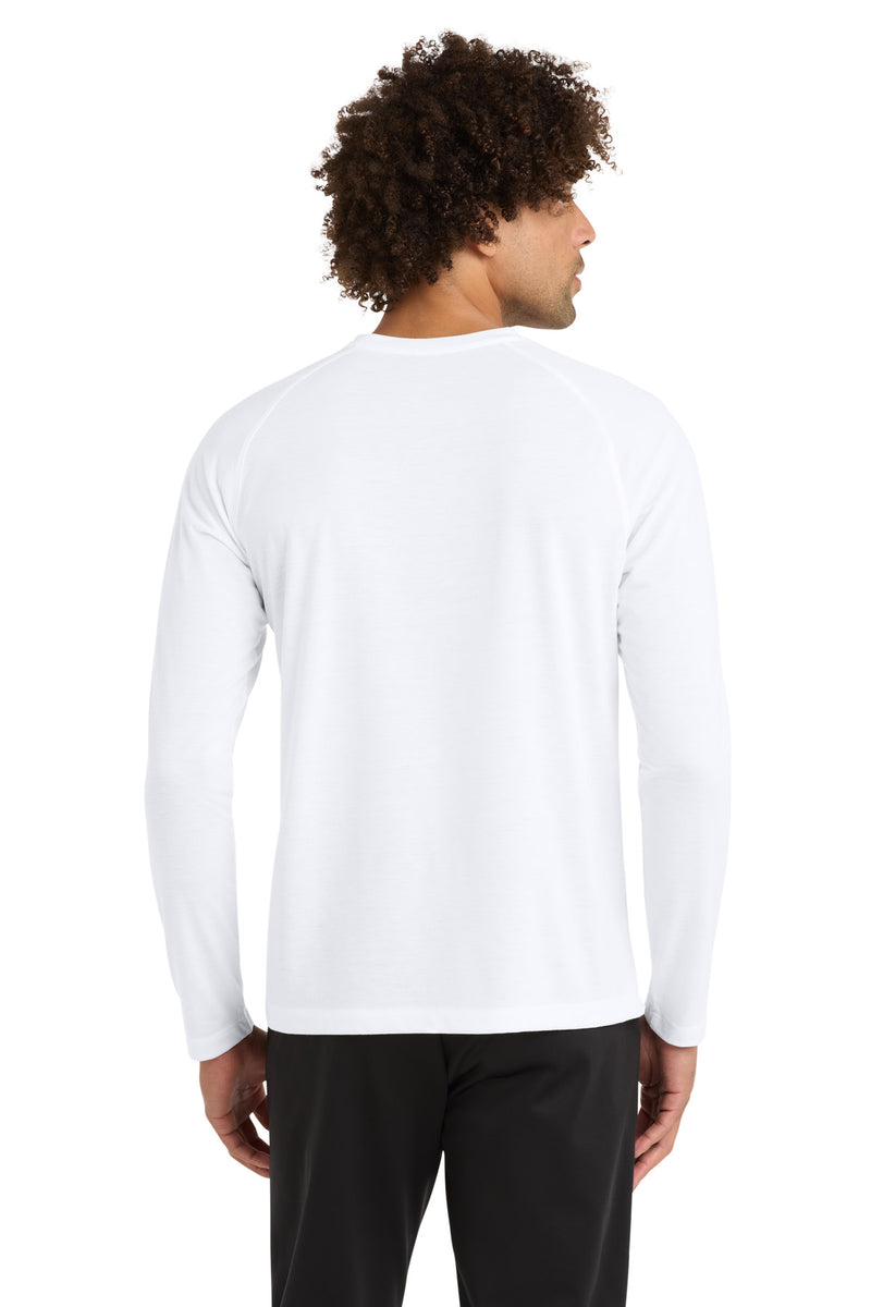 Sport-Tek  PosiCharge  Long Sleeve Tri-Blend Wicking Raglan Tee - White Triad Solid