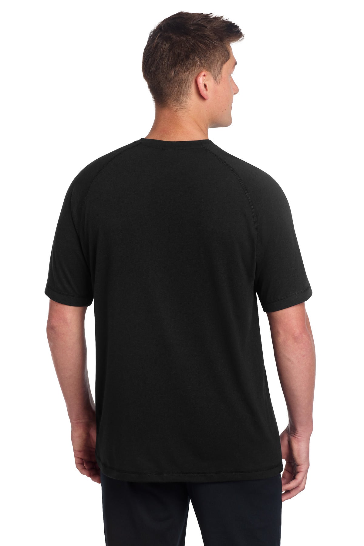 Sport-Tek  PosiCharge  Tri-Blend Wicking Raglan Tee - Black Triad Solid