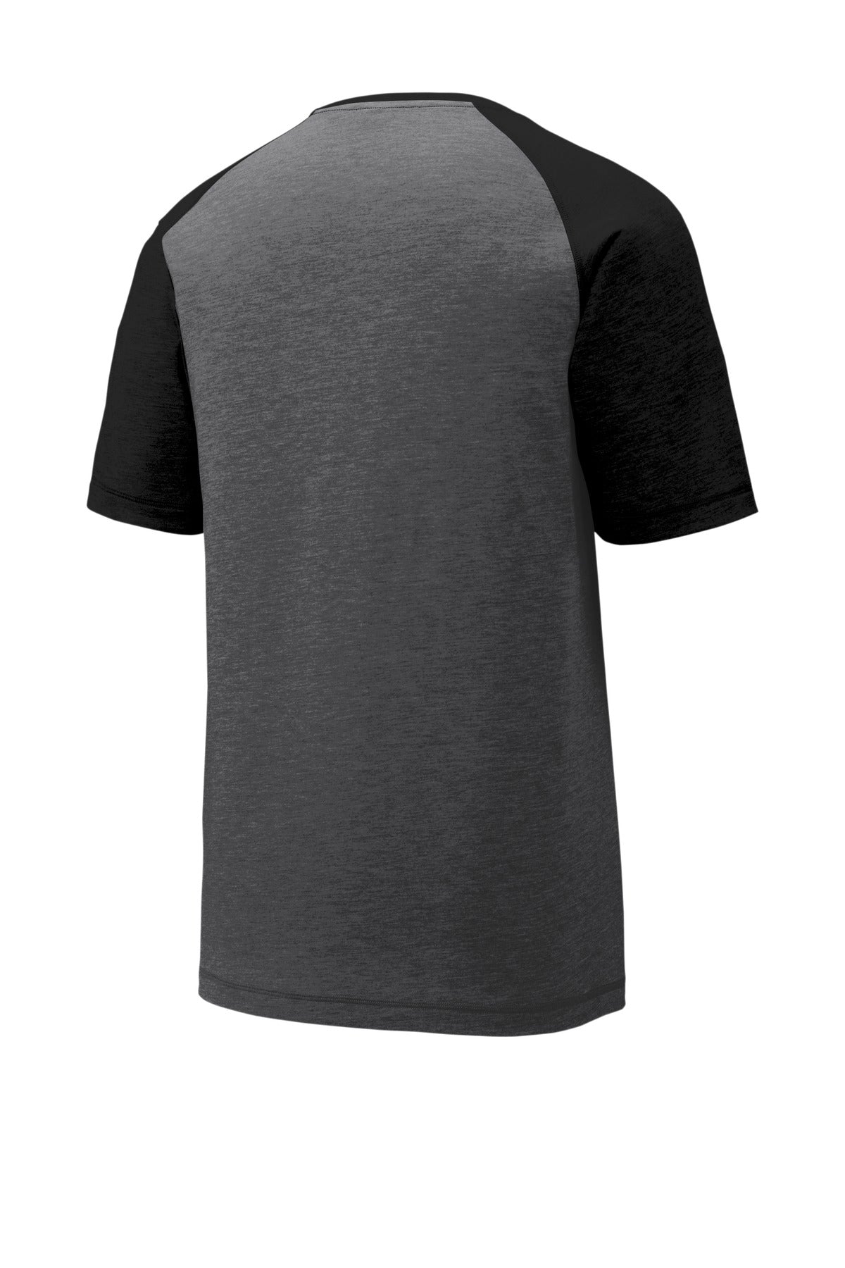 Sport-Tek  PosiCharge  Tri-Blend Wicking Raglan Tee - Black Triad Solid/ Dark Grey Heather
