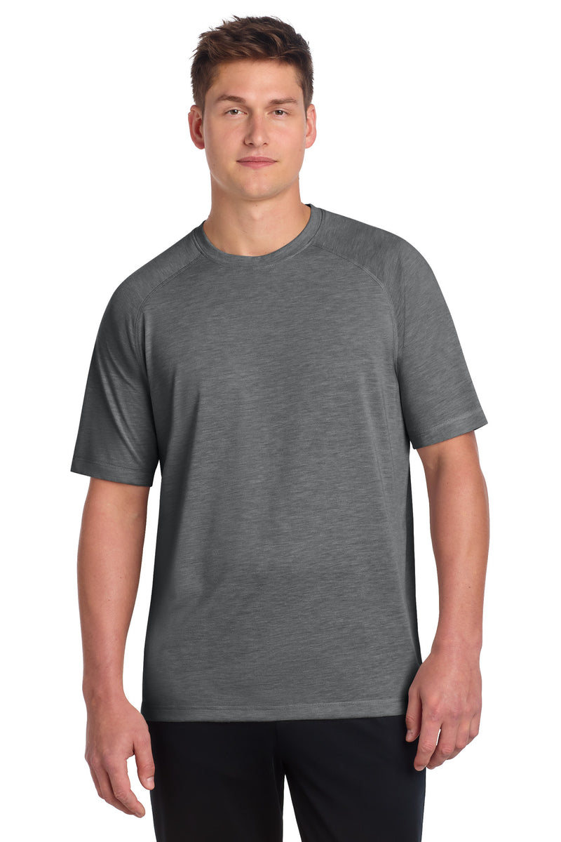 Sport-Tek  PosiCharge  Tri-Blend Wicking Raglan Tee - Dark Grey Heather
