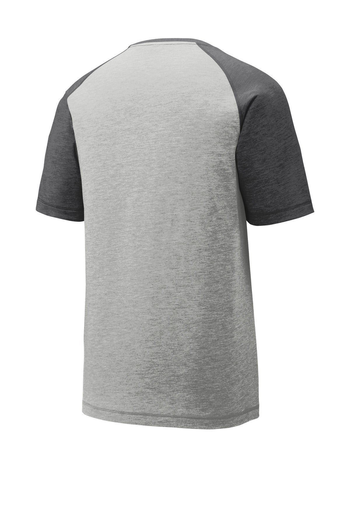 Sport-Tek  PosiCharge  Tri-Blend Wicking Raglan Tee - Dark Grey Heather/ Light Grey Heather