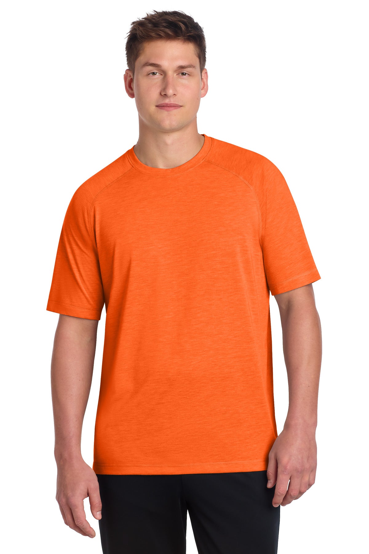 Sport-Tek  PosiCharge  Tri-Blend Wicking Raglan Tee - Deep Orange Heather