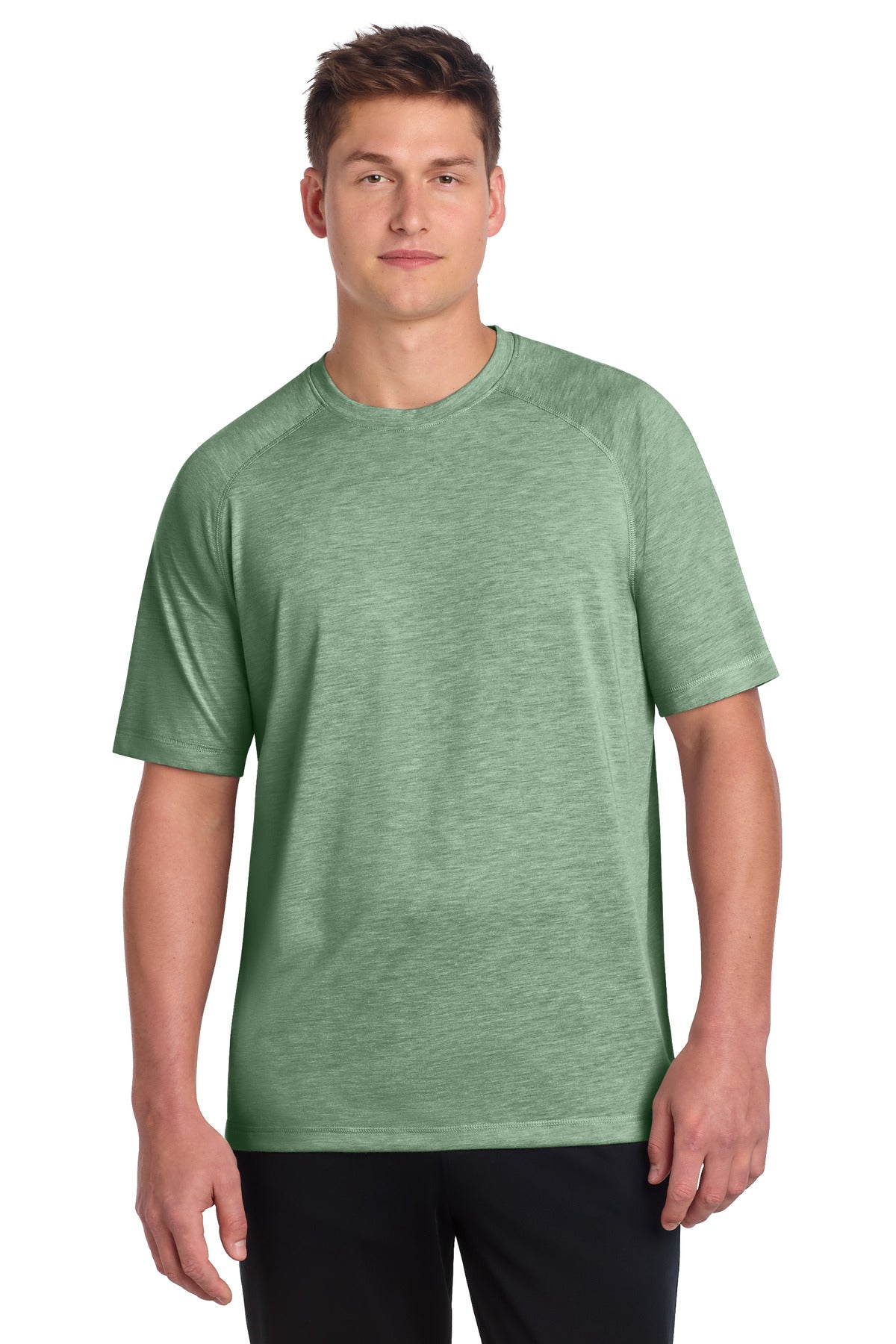 Sport-Tek  PosiCharge  Tri-Blend Wicking Raglan Tee - Forest Green Heather