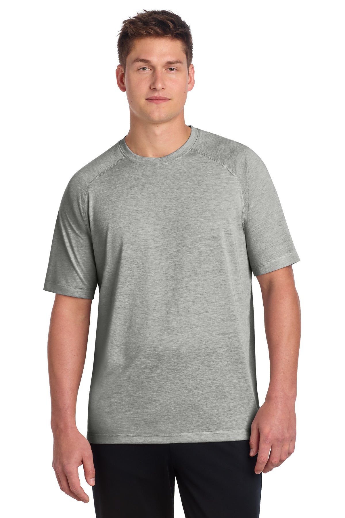 Sport-Tek  PosiCharge  Tri-Blend Wicking Raglan Tee - Light Grey Heather