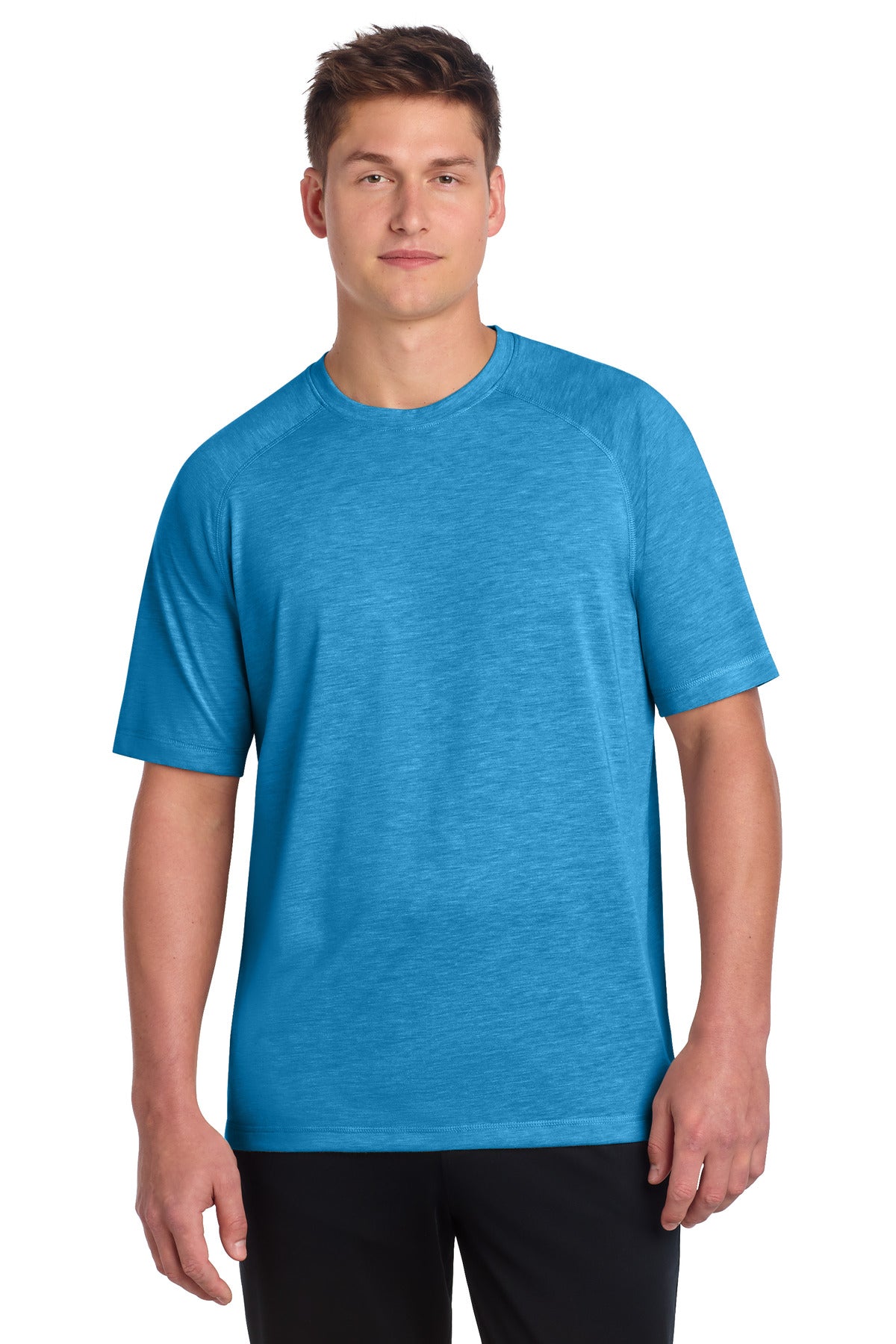 Sport-Tek  PosiCharge  Tri-Blend Wicking Raglan Tee - Pond Blue Heather