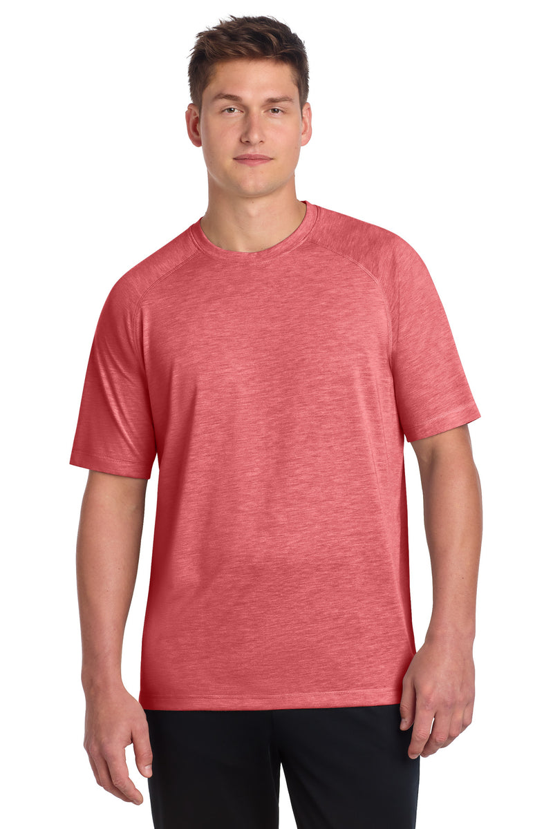 Sport-Tek  PosiCharge  Tri-Blend Wicking Raglan Tee - True Red Heather