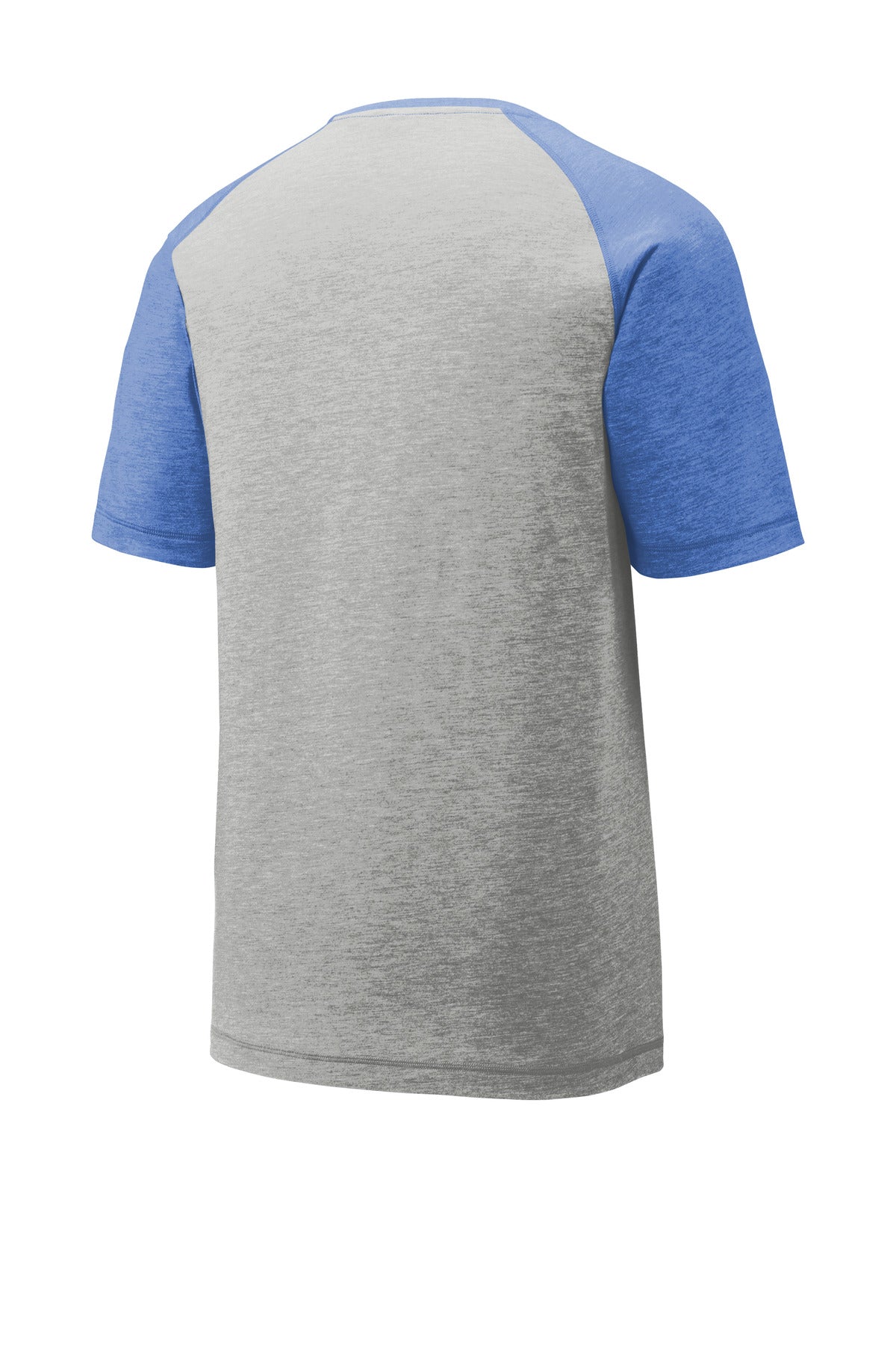 Sport-Tek  PosiCharge  Tri-Blend Wicking Raglan Tee - True Royal Heather/ Light Grey Heather
