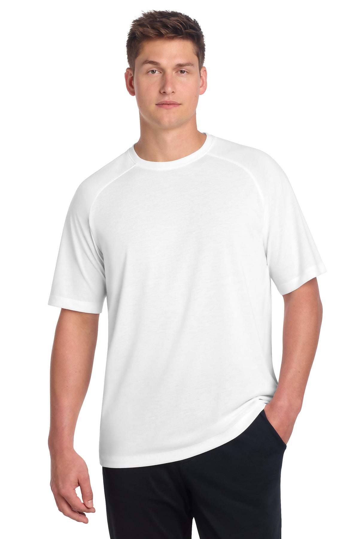 Sport-Tek  PosiCharge  Tri-Blend Wicking Raglan Tee - White Triad Solid