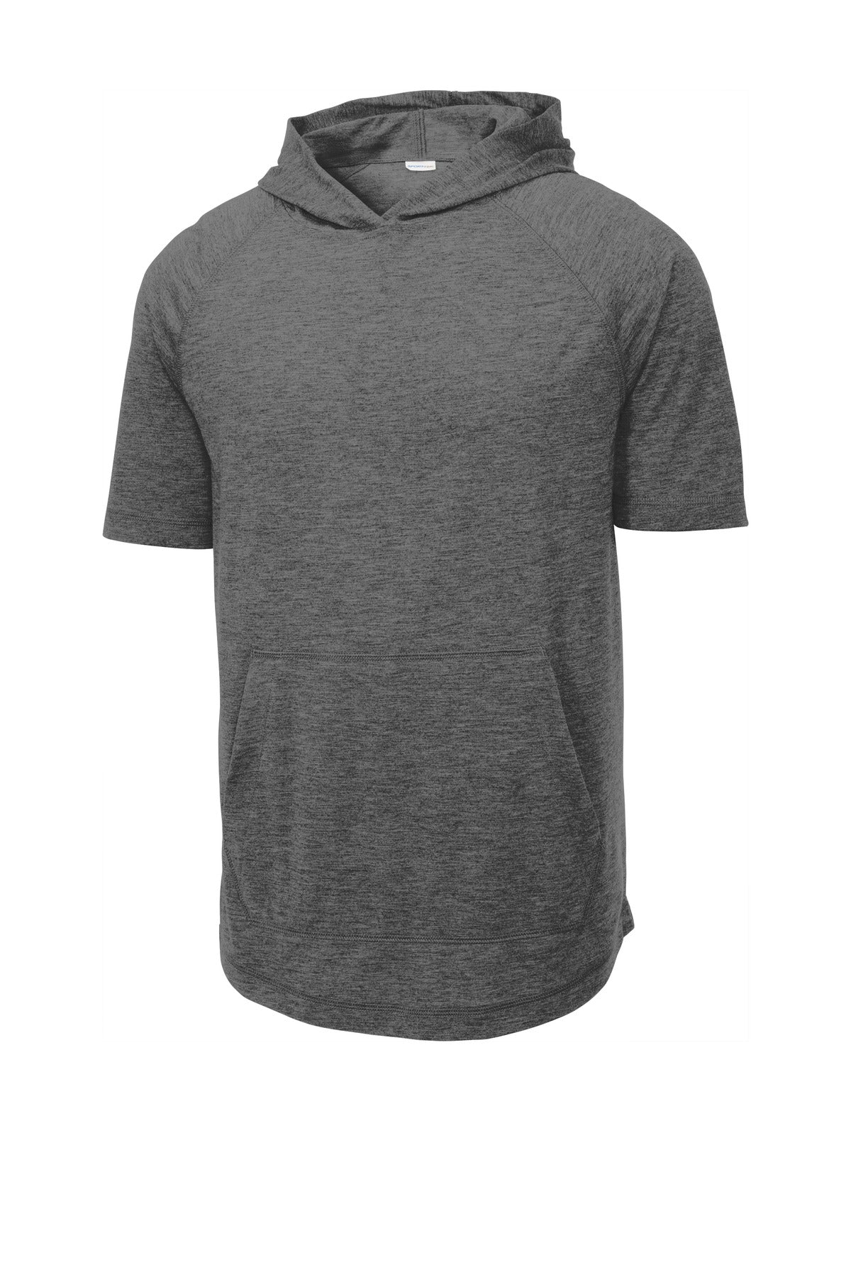 Sport-Tek  PosiCharge  Tri-Blend Wicking Short Sleeve Hoodie - Dark Grey Heather