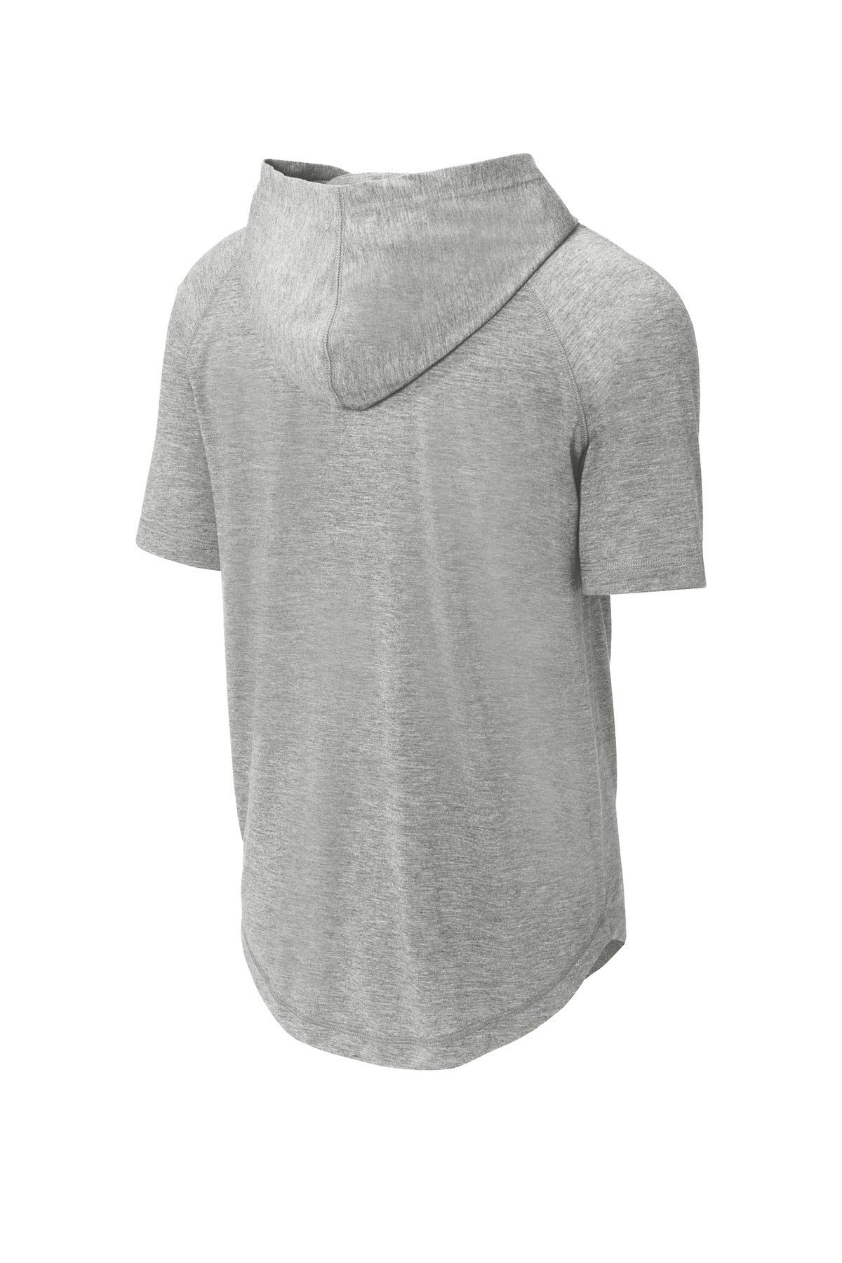Sport-Tek  PosiCharge  Tri-Blend Wicking Short Sleeve Hoodie - Light Grey Heather