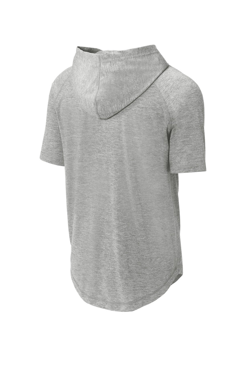 Sport-Tek  PosiCharge  Tri-Blend Wicking Short Sleeve Hoodie - Light Grey Heather