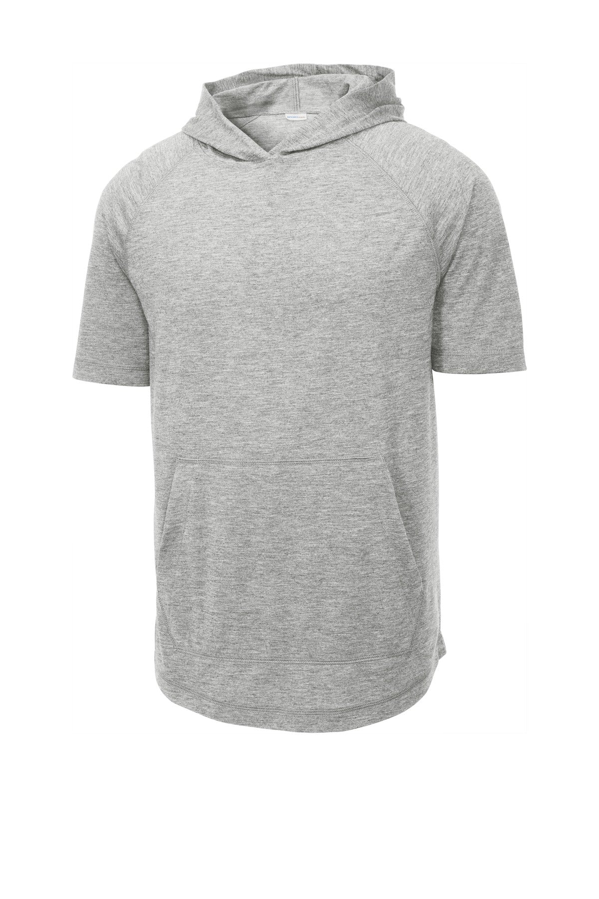 Sport-Tek  PosiCharge  Tri-Blend Wicking Short Sleeve Hoodie - Light Grey Heather