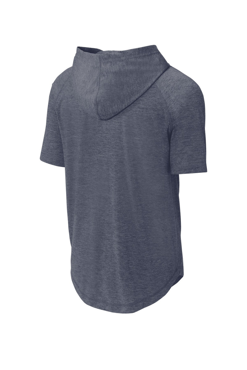 Sport-Tek  PosiCharge  Tri-Blend Wicking Short Sleeve Hoodie - True Navy Heather