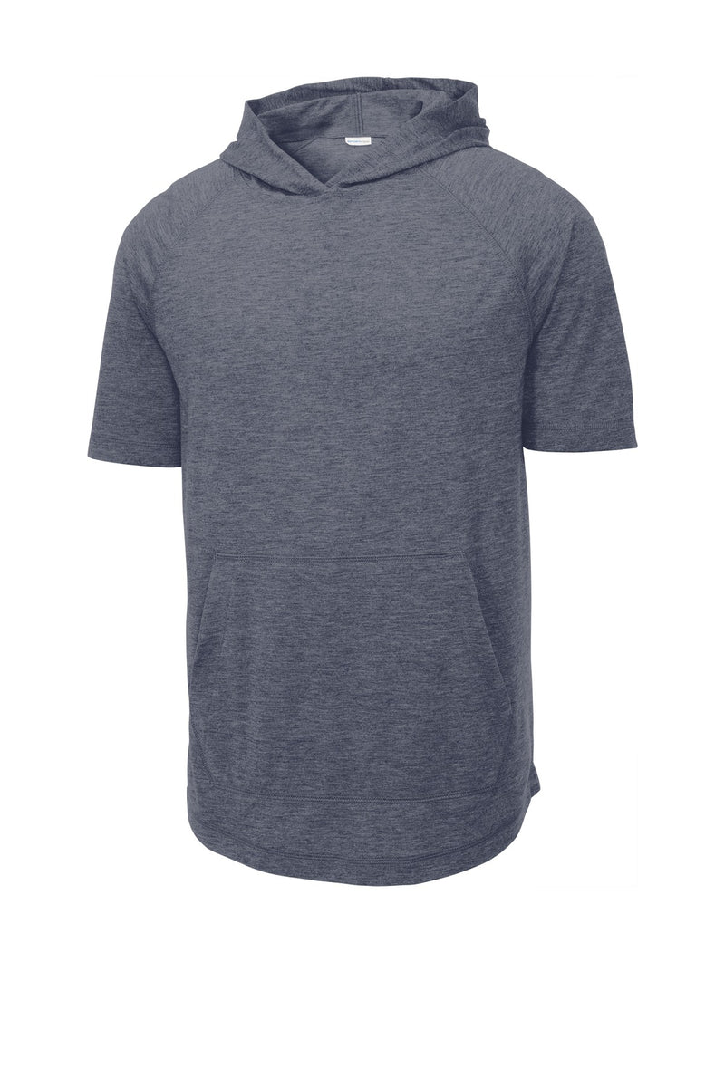 Sport-Tek  PosiCharge  Tri-Blend Wicking Short Sleeve Hoodie - True Navy Heather