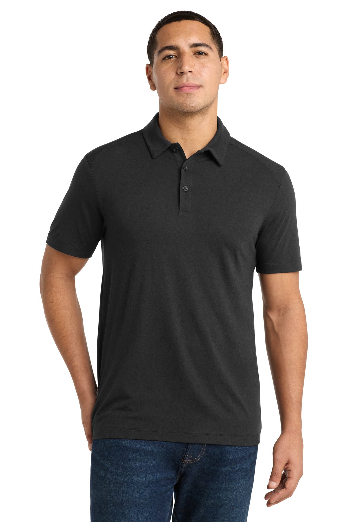 Sport-Tek  PosiCharge  Tri-Blend Wicking Polo - Black Triad Solid