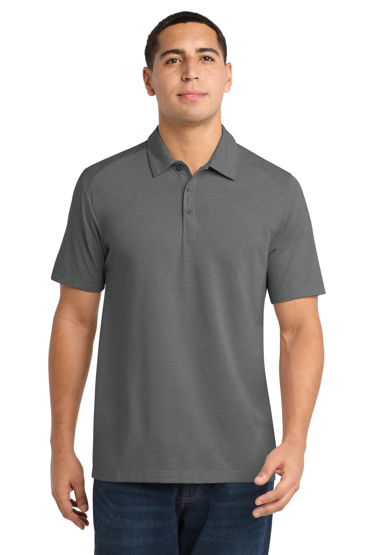 Sport-Tek  PosiCharge  Tri-Blend Wicking Polo - Dark Grey Heather