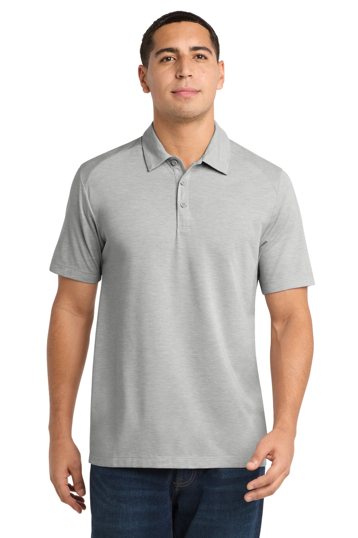 Sport-Tek  PosiCharge  Tri-Blend Wicking Polo - Light Grey Heather