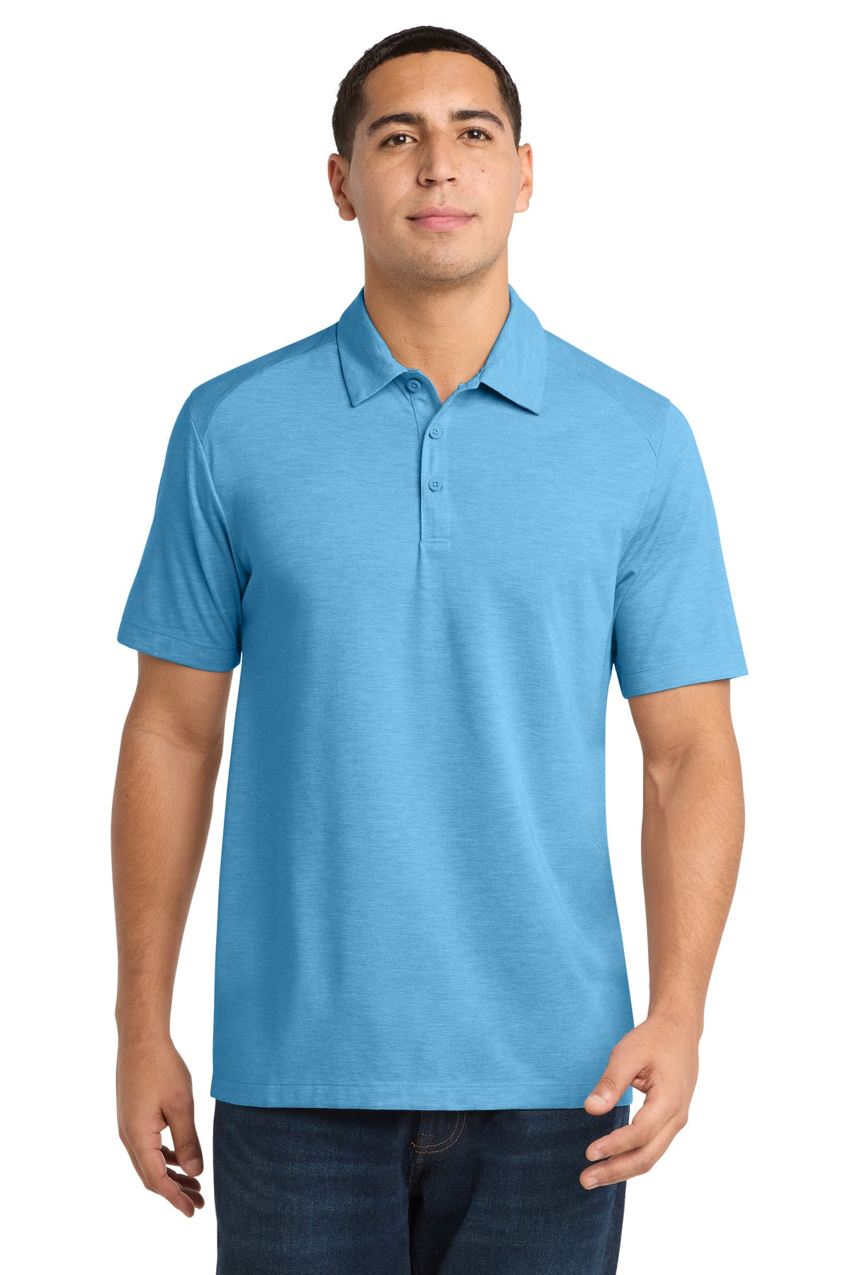 Sport-Tek  PosiCharge  Tri-Blend Wicking Polo - Pond Blue Heather