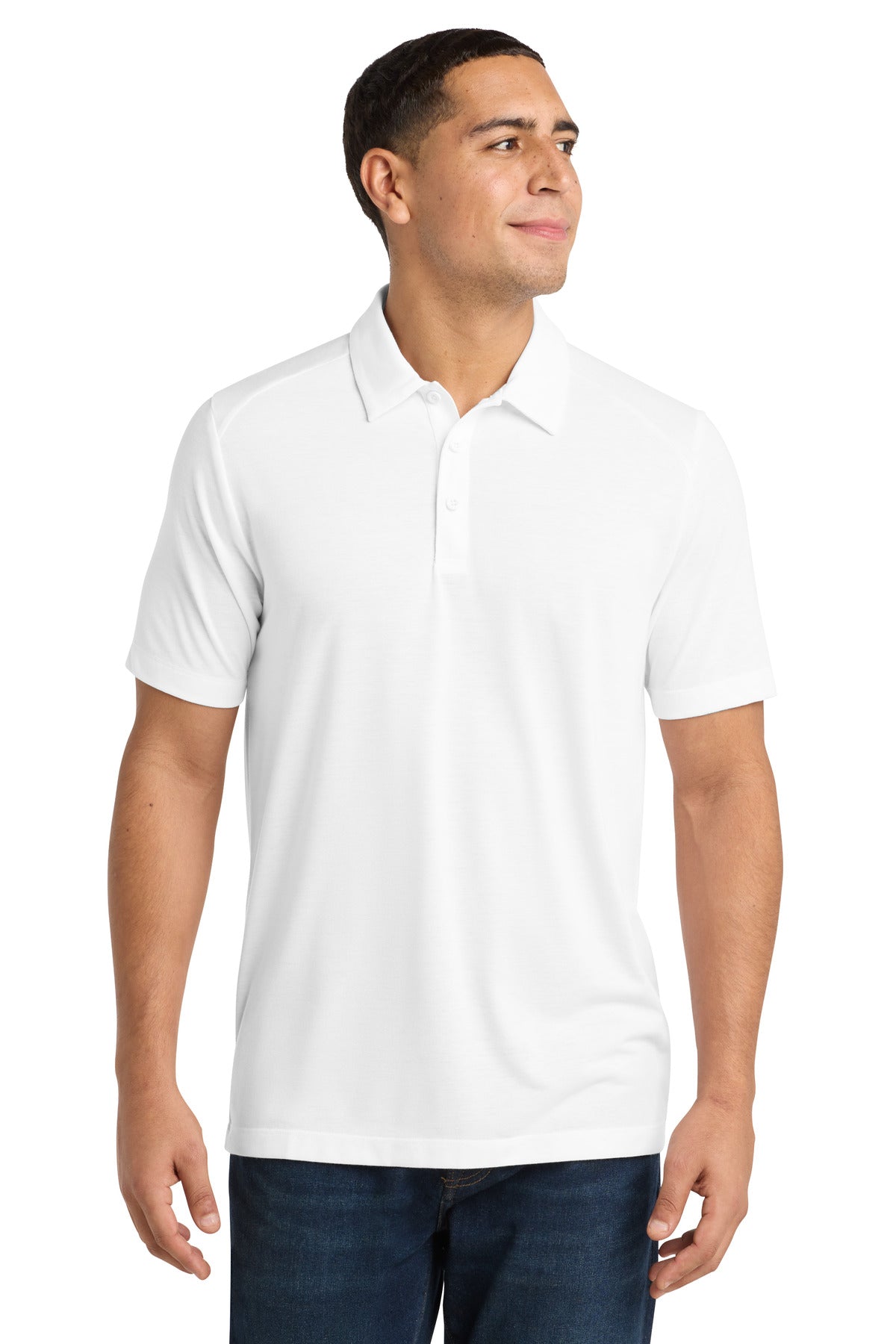 Sport-Tek  PosiCharge  Tri-Blend Wicking Polo - White Triad Solid