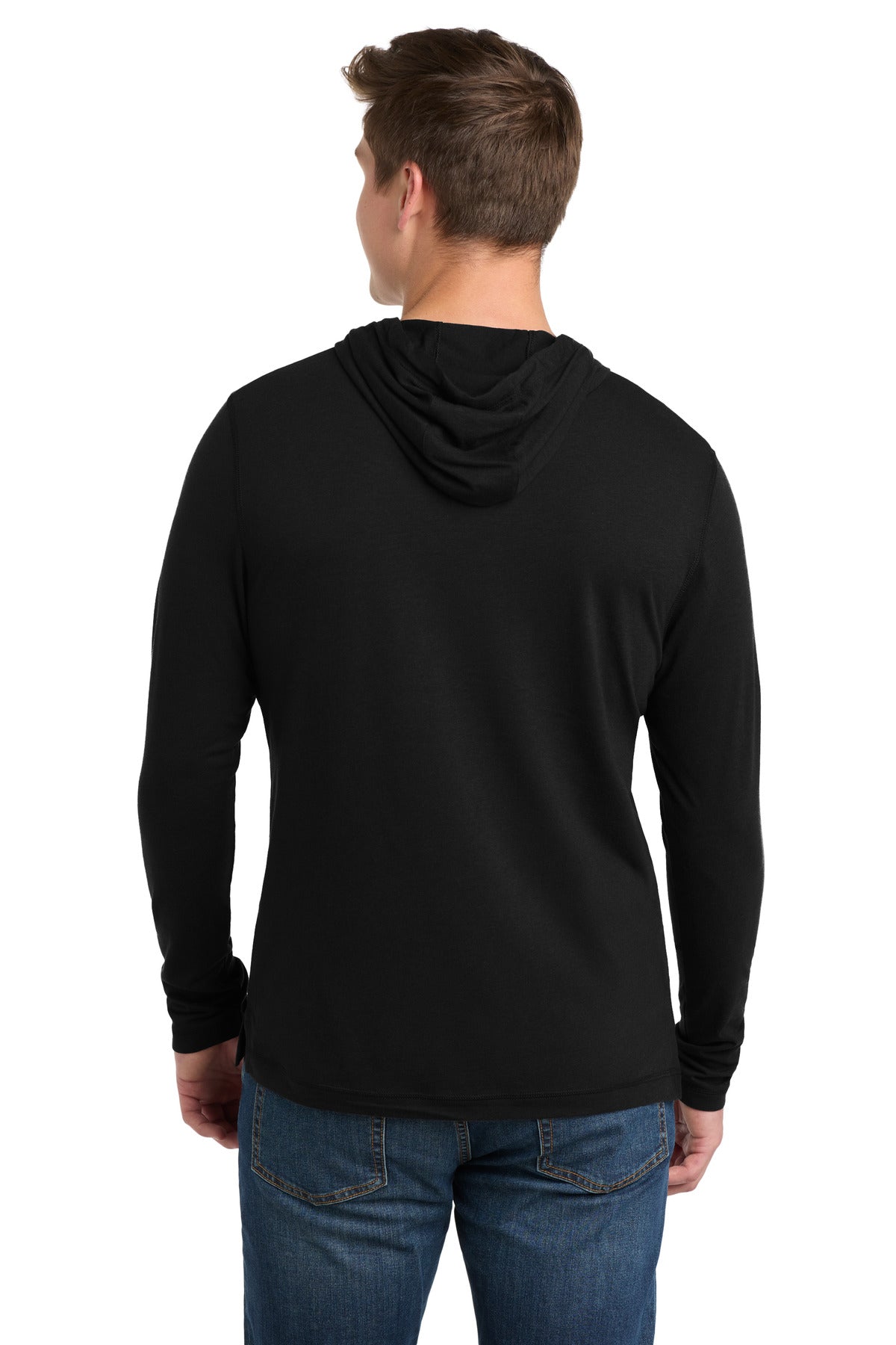 Sport-Tek  PosiCharge  Tri-Blend Wicking Long Sleeve Hoodie - Black Triad Solid
