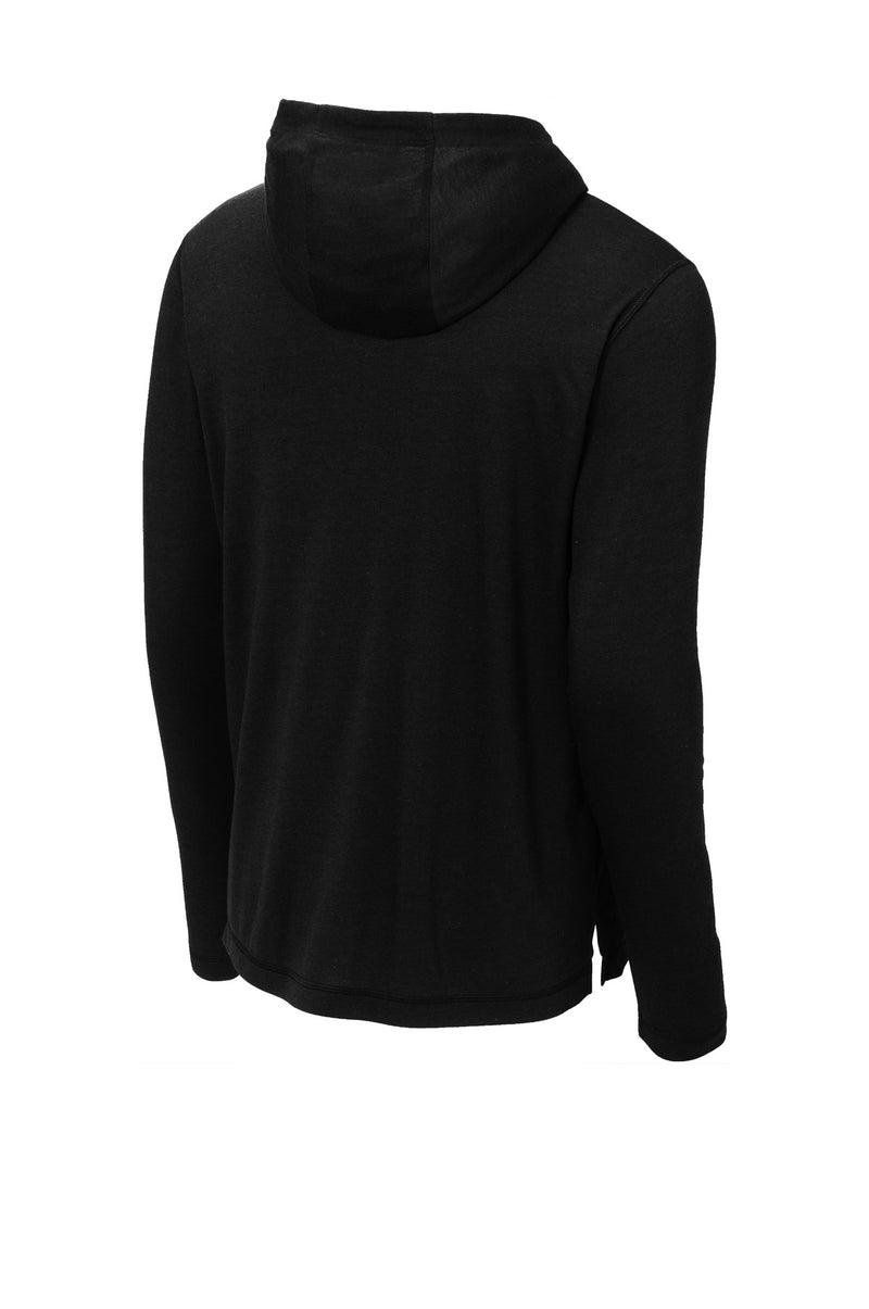 Sport-Tek  PosiCharge  Tri-Blend Wicking Long Sleeve Hoodie - Black Triad Solid