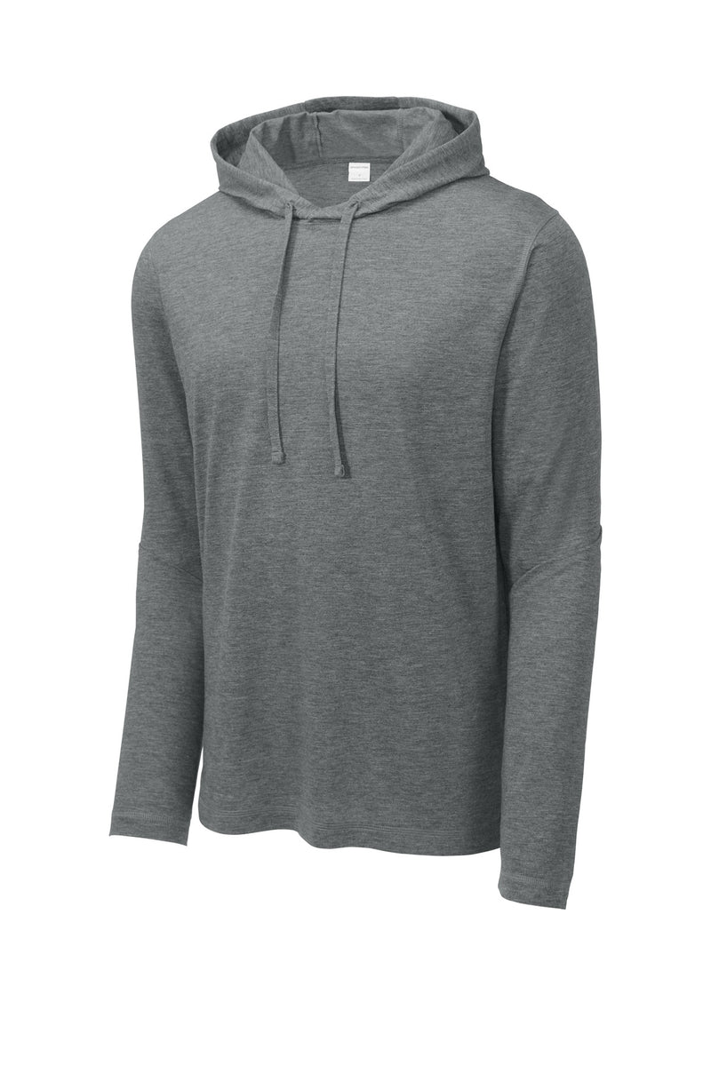 Sport-Tek  PosiCharge  Tri-Blend Wicking Long Sleeve Hoodie - Dark Grey Heather