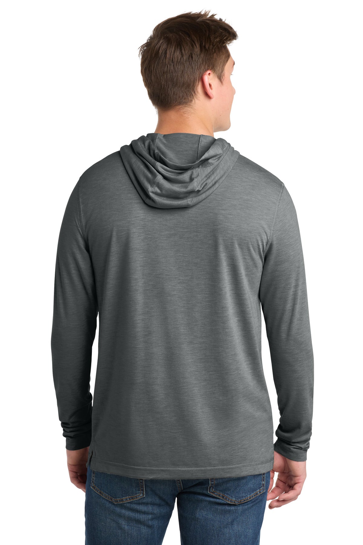 Sport-Tek  PosiCharge  Tri-Blend Wicking Long Sleeve Hoodie - Dark Grey Heather