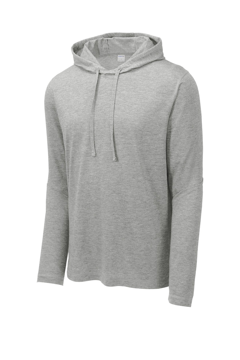 Sport-Tek  PosiCharge  Tri-Blend Wicking Long Sleeve Hoodie - Light Grey Heather