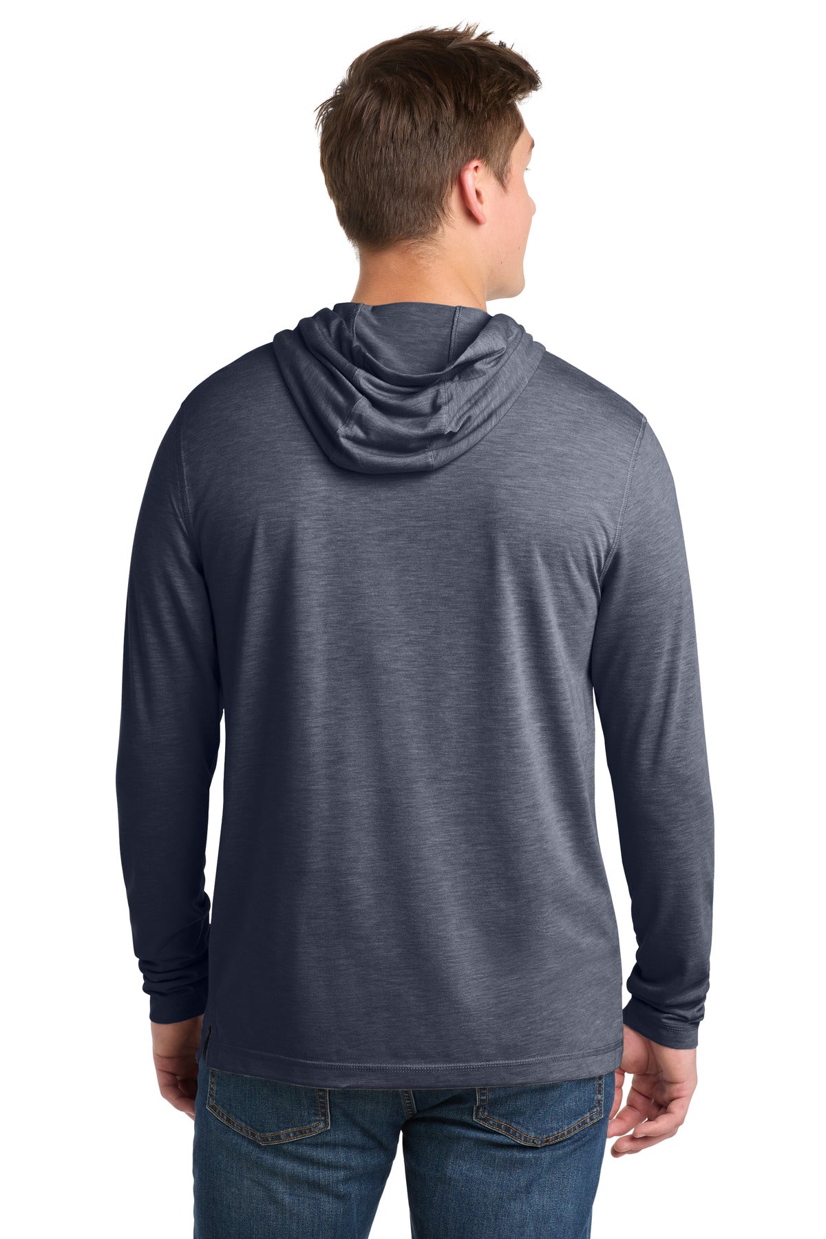 Sport-Tek  PosiCharge  Tri-Blend Wicking Long Sleeve Hoodie - True Navy Heather