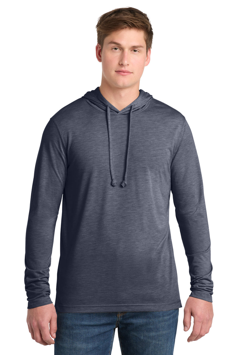 Sport-Tek  PosiCharge  Tri-Blend Wicking Long Sleeve Hoodie - True Navy Heather