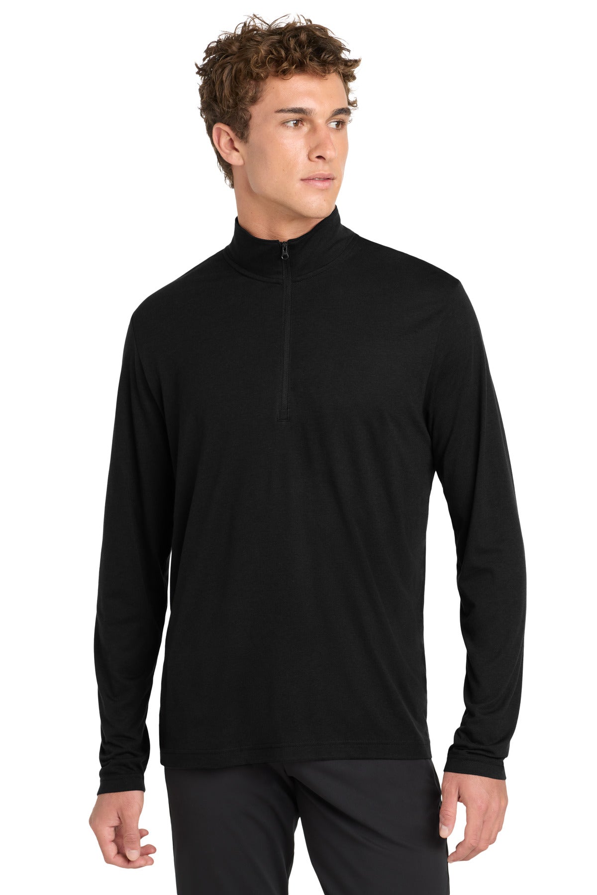 Sport-Tek  PosiCharge  Tri-Blend Wicking 1/4-Zip Pullover - Black Triad Solid