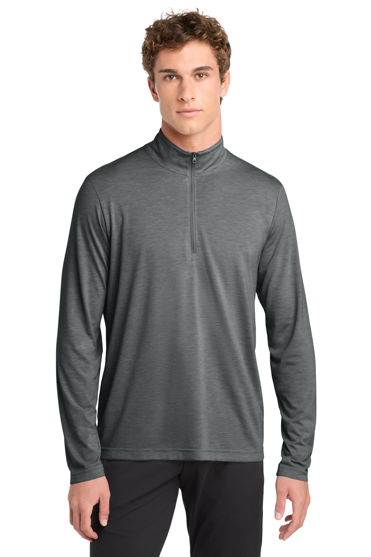 Sport-Tek  PosiCharge  Tri-Blend Wicking 1/4-Zip Pullover - Dark Grey Heather
