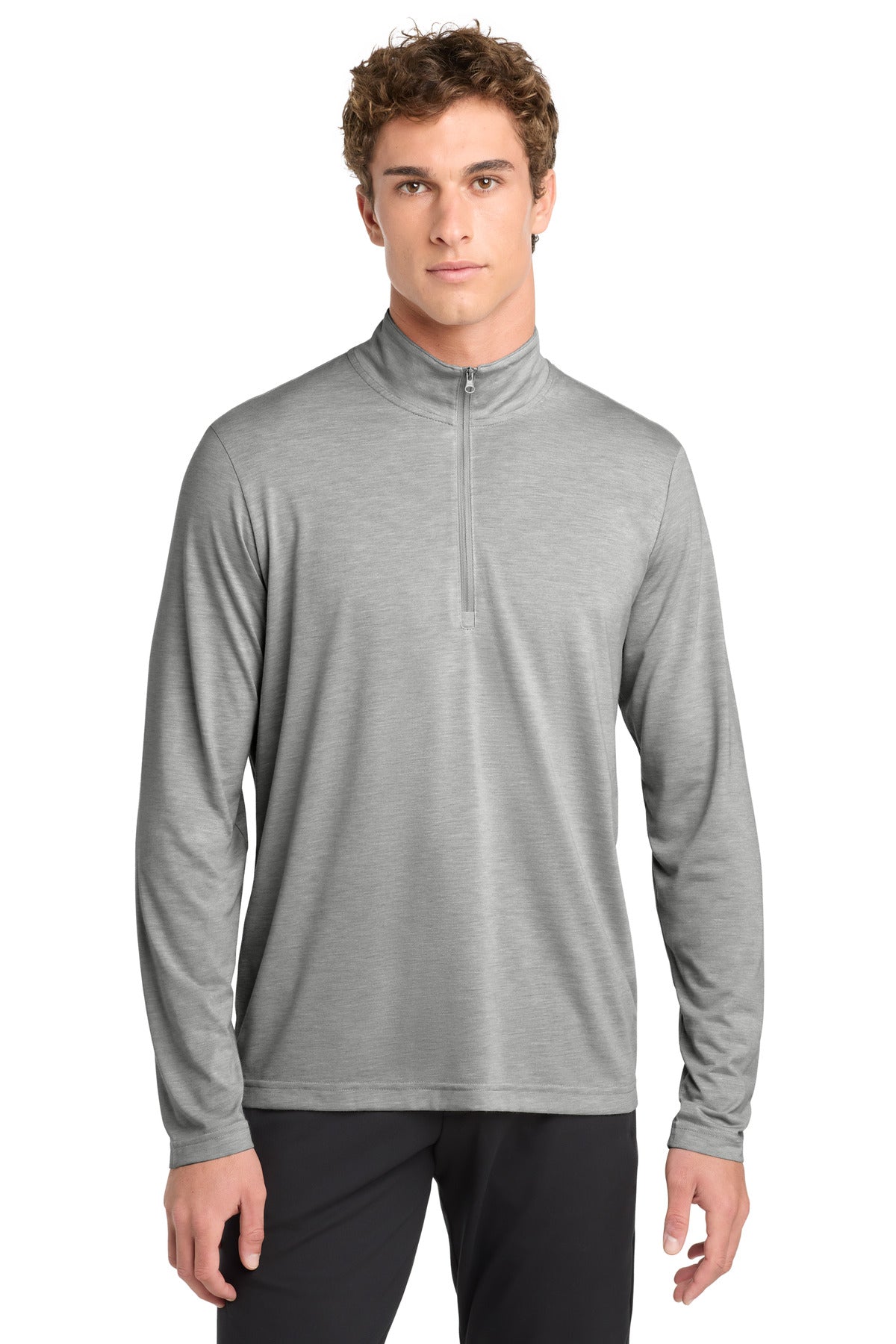 Sport-Tek  PosiCharge  Tri-Blend Wicking 1/4-Zip Pullover - Light Grey Heather