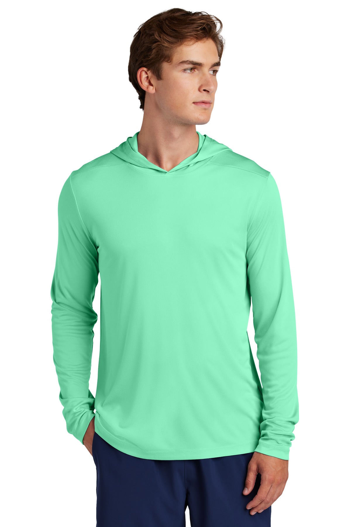 Sport-Tek Posi-UV Pro Long Sleeve Hoodie - Bright Seafoam