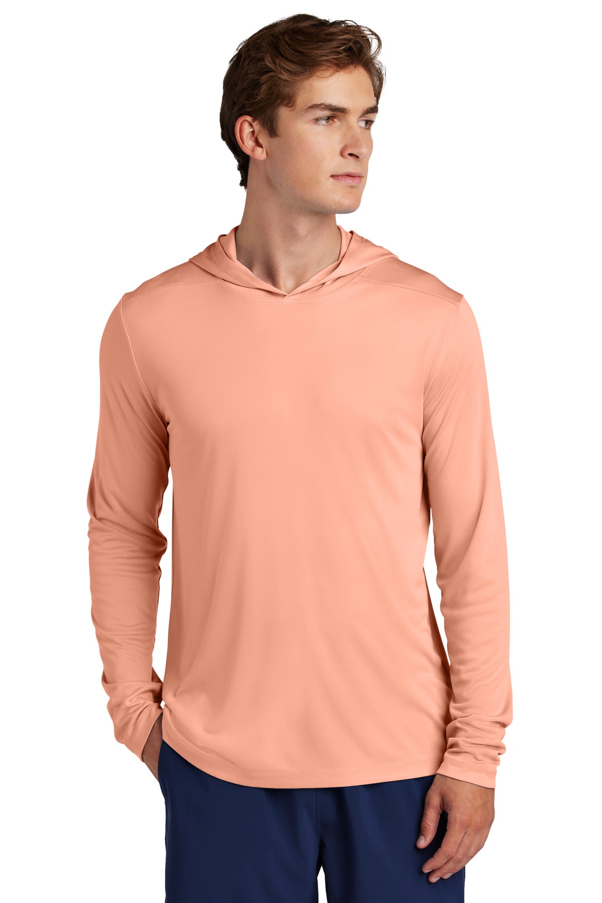 Sport-Tek Posi-UV Pro Long Sleeve Hoodie - Soft Coral