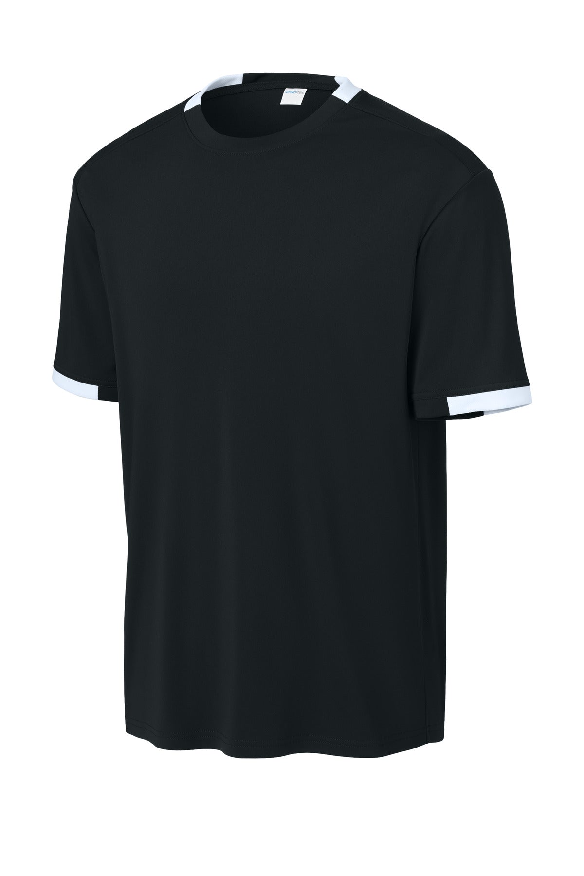 Sport-Tek Club Short Sleeve Crew - Black/ White