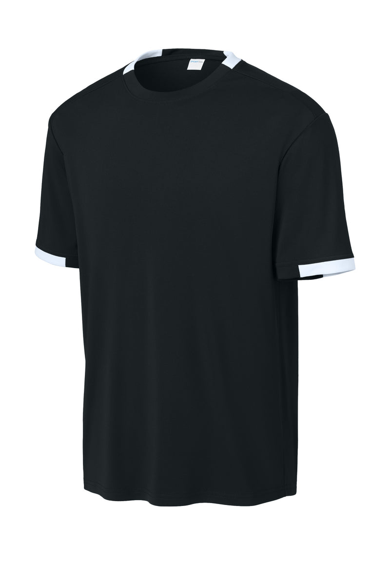 Sport-Tek Club Short Sleeve Crew - Black/ White