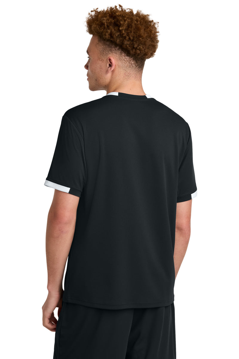 Sport-Tek Club Short Sleeve Crew - Black/ White