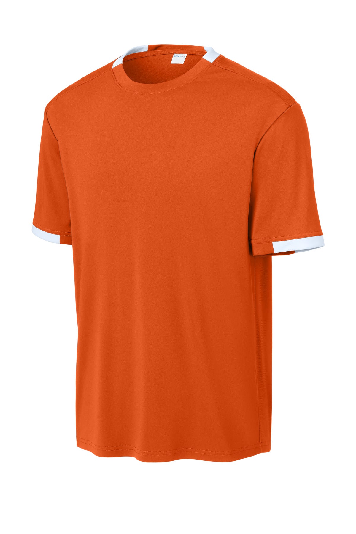 Sport-Tek Club Short Sleeve Crew - Deep Orange/ White