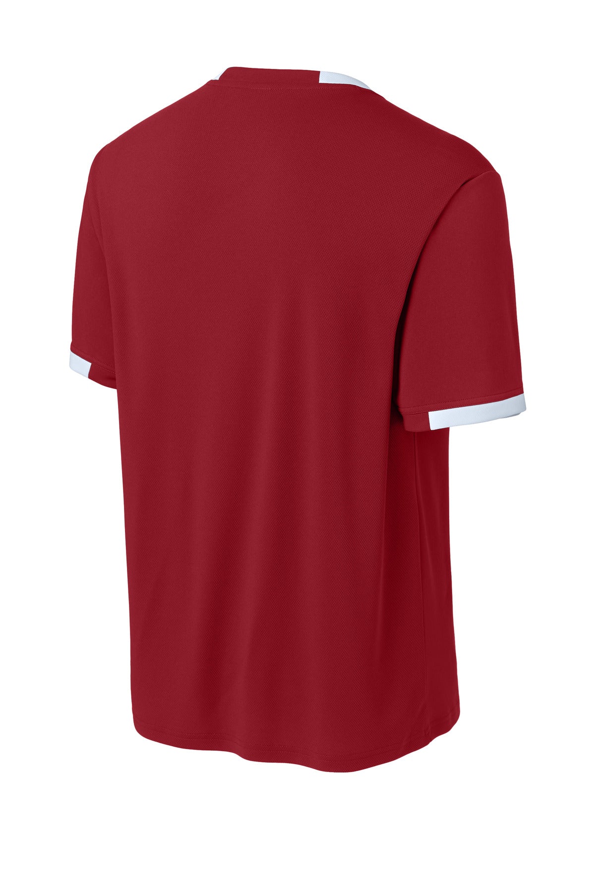 Sport-Tek Club Short Sleeve Crew - Deep Red/ White