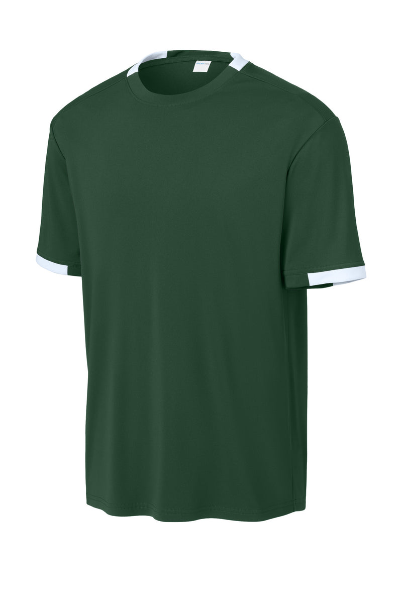 Sport-Tek Club Short Sleeve Crew - Forest Green/ White