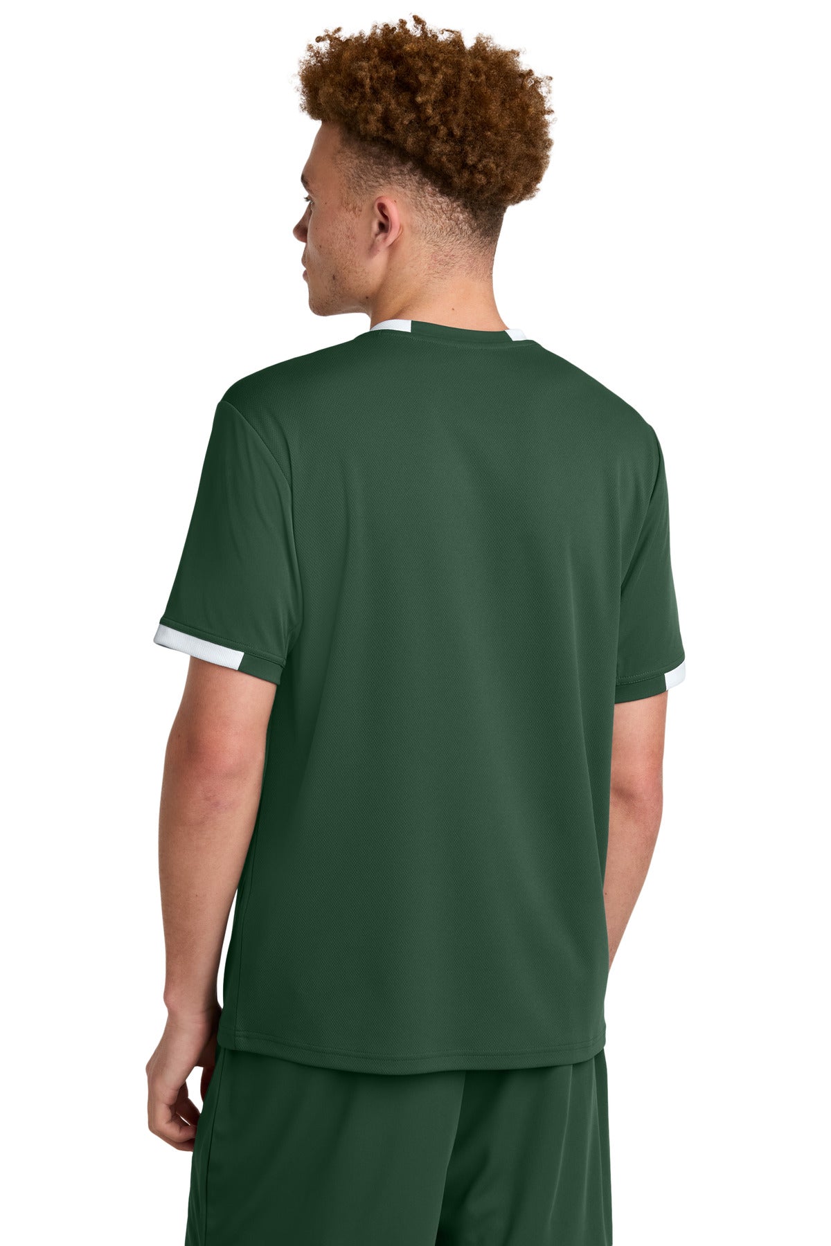 Sport-Tek Club Short Sleeve Crew - Forest Green/ White