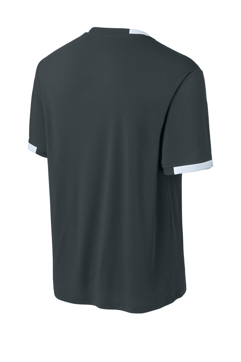 Sport-Tek Club Short Sleeve Crew - Iron Grey/ White