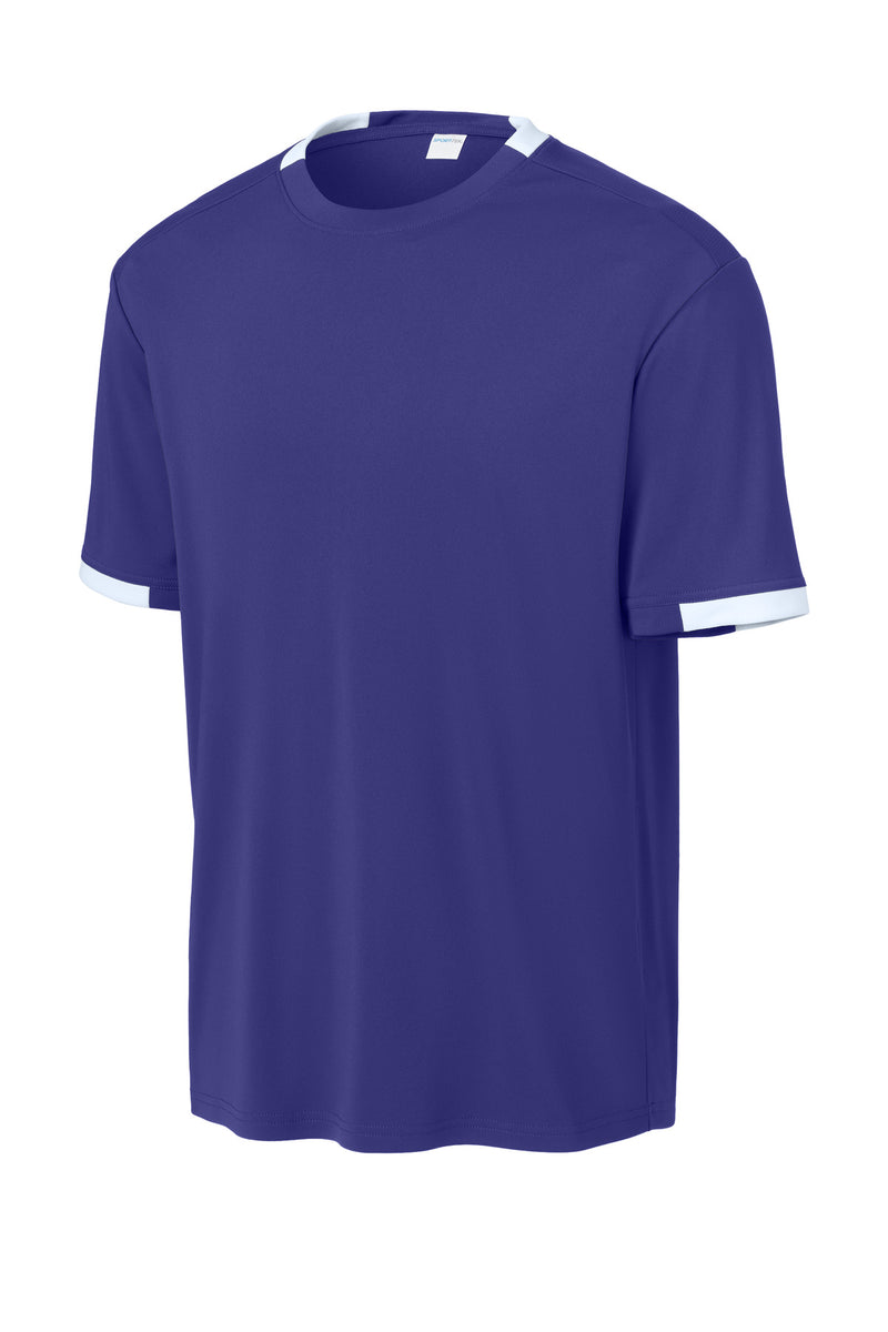 Sport-Tek Club Short Sleeve Crew - Purple/ White