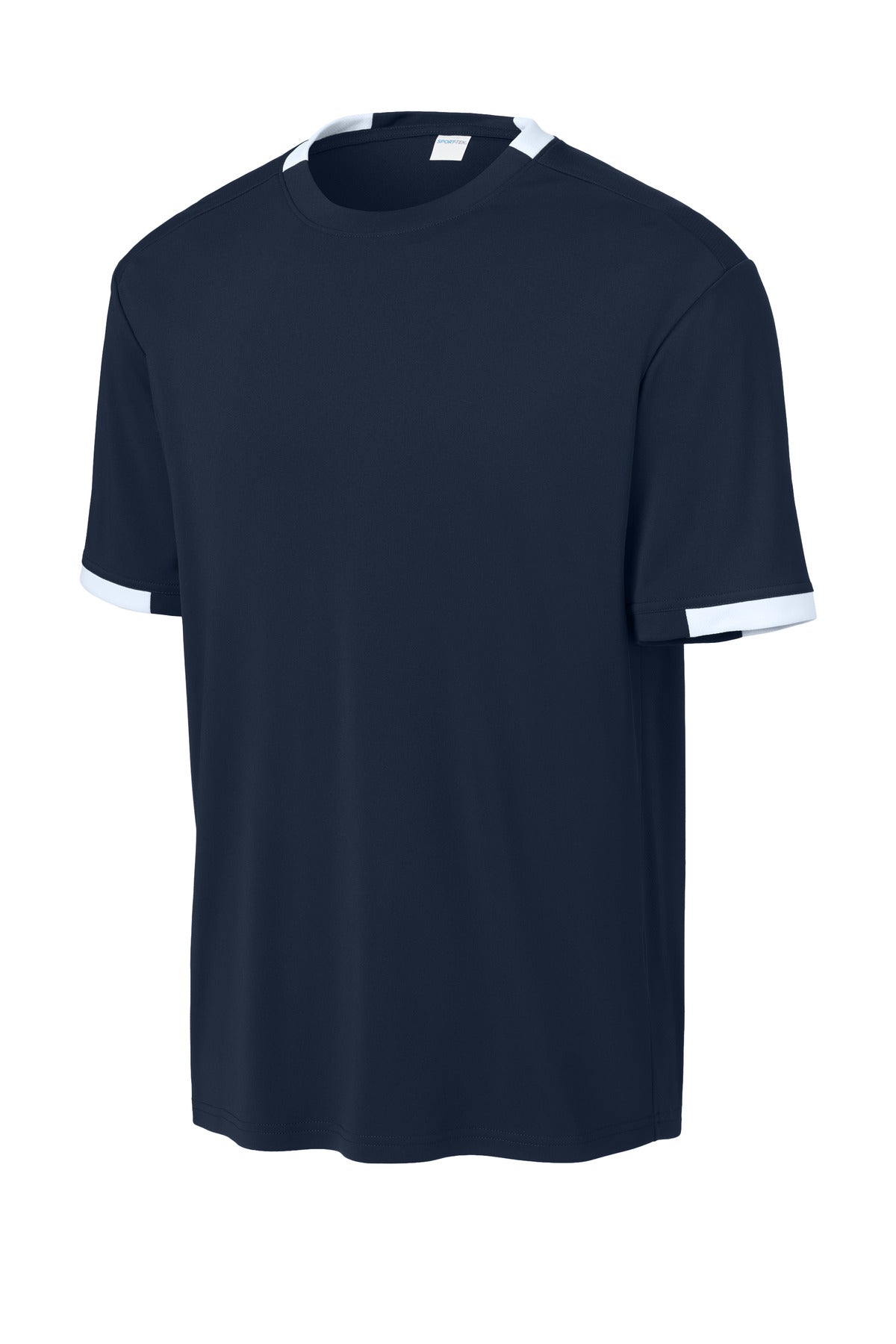 Sport-Tek Club Short Sleeve Crew - True Navy/ White