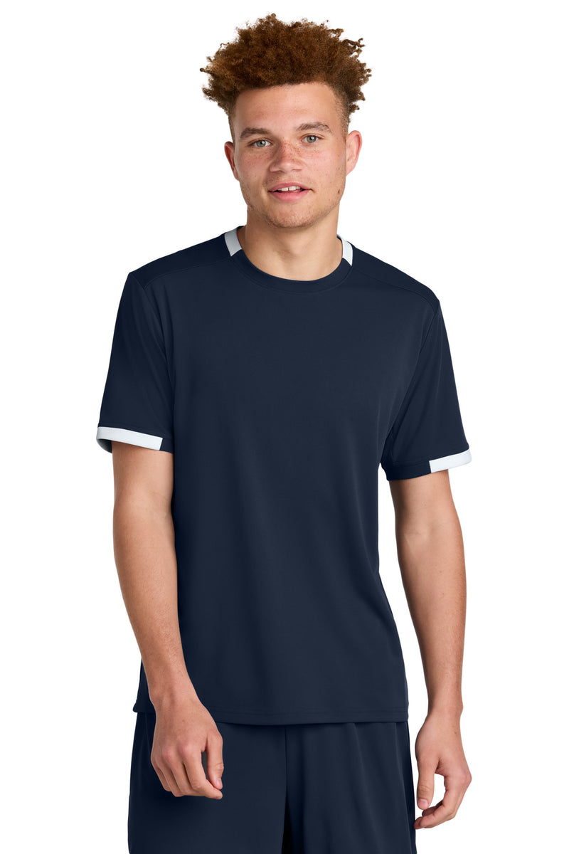 Sport-Tek Club Short Sleeve Crew - True Navy/ White